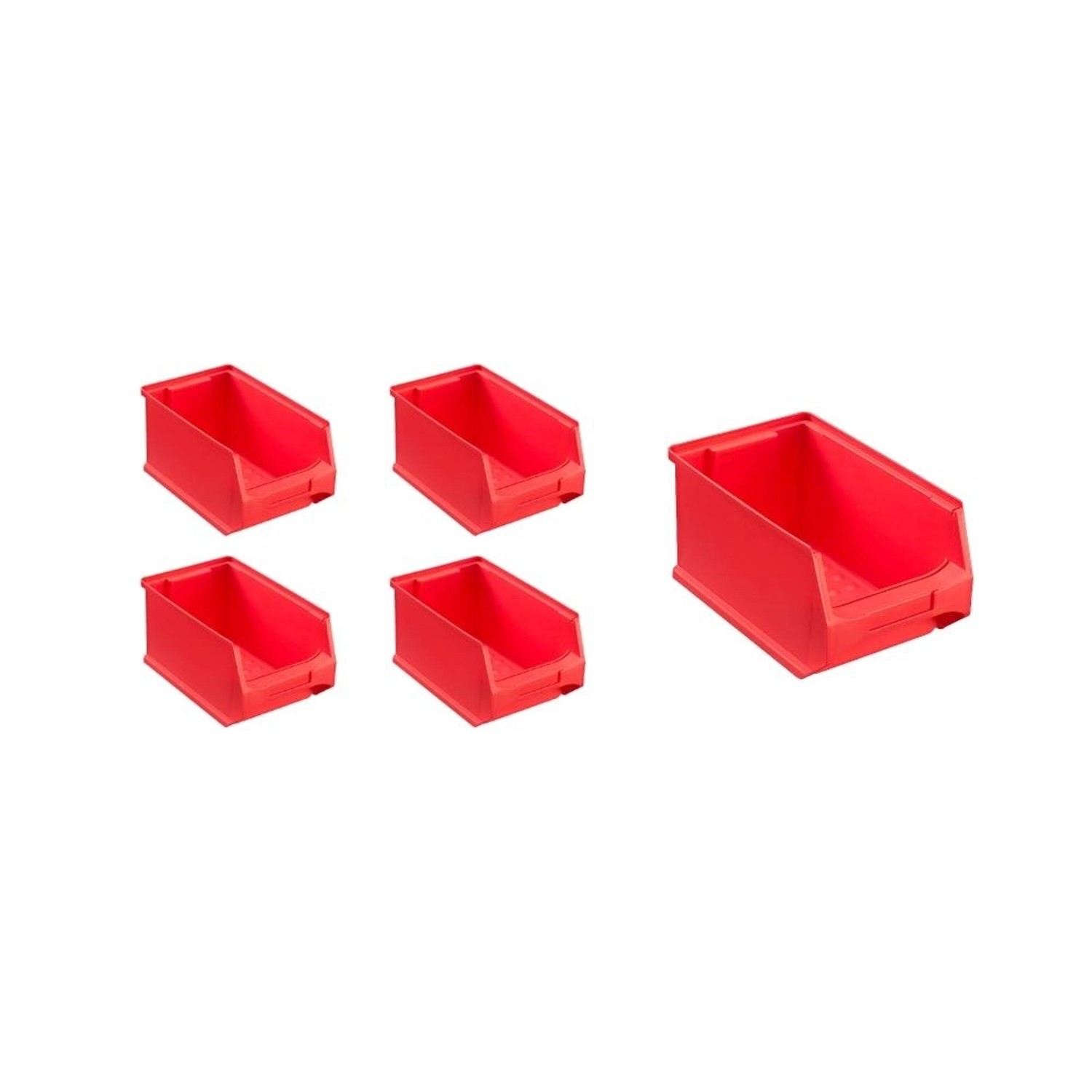 Sparset: 5 rote Sichtlagerboxen, 2,8 Liter, für Werkstatt, Lager und Aufbewahrungssysteme.