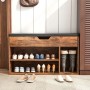 Rebiko Geräumiger Schuhschrank Mit Sitzfläche Stauraum 2 Einlegeböden Retro-holzdesign_6