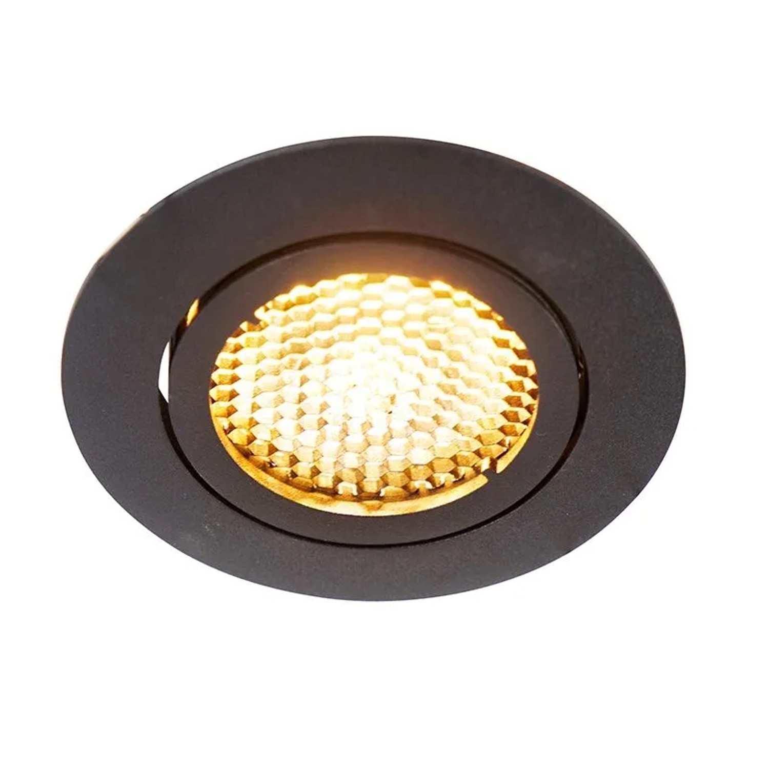 Schwarzer QAZQA Einbaustrahler Ude Honey, 6er Set, verstellbar für Lampen & Leuchten.