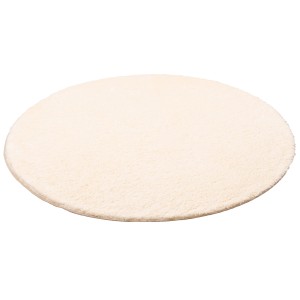 Runder, creme-farbener Snapstyle Hochflor Shaggy Teppich Palace, 100x100cm.