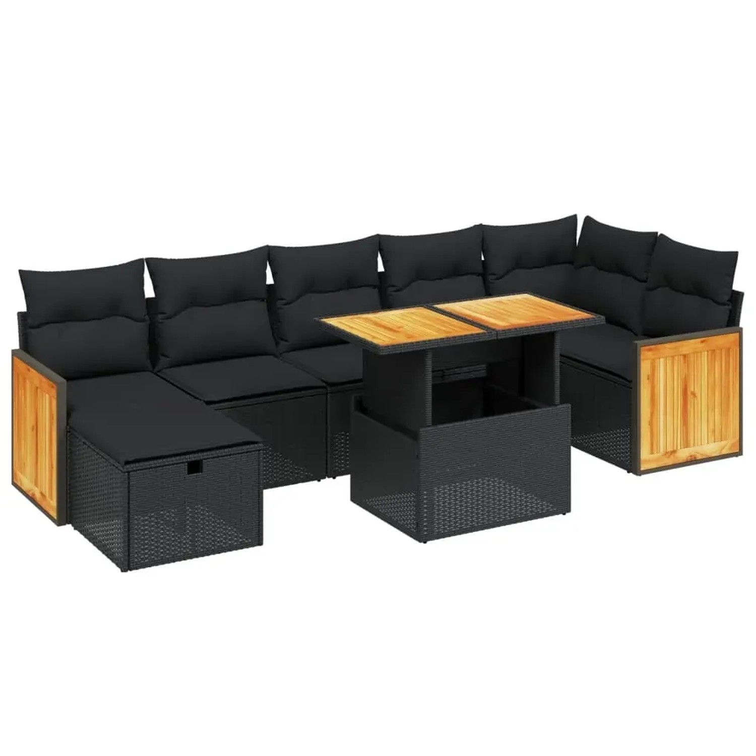 vidaXL 8-Tlg Garten-Sofagarnitur mit Kissen Schwarz Poly Rattan 3276254 günstig online kaufen