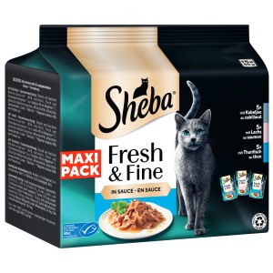 Sheba Katzen-Nassfutter Fresh & Fine Kabeljau Lachs Thunfisch Maxipack 15 x 50 g