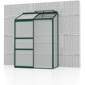 Vitavia Gewächshaus Ida 900 Smaragd, Anlehngewächshaus mit Aluminiumrahmen und Hohlkammerplatten.