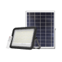 ENOVALITE Solarstrahler PRO 100W mit Solarpanel, Fernbedienung, kaltweißem Licht und schwarzem Gehäuse.