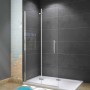 Duschparadies Walk-In Dusche 100x185cm mit Drehtür und Nano-Glas, chromfarbener Rahmen.