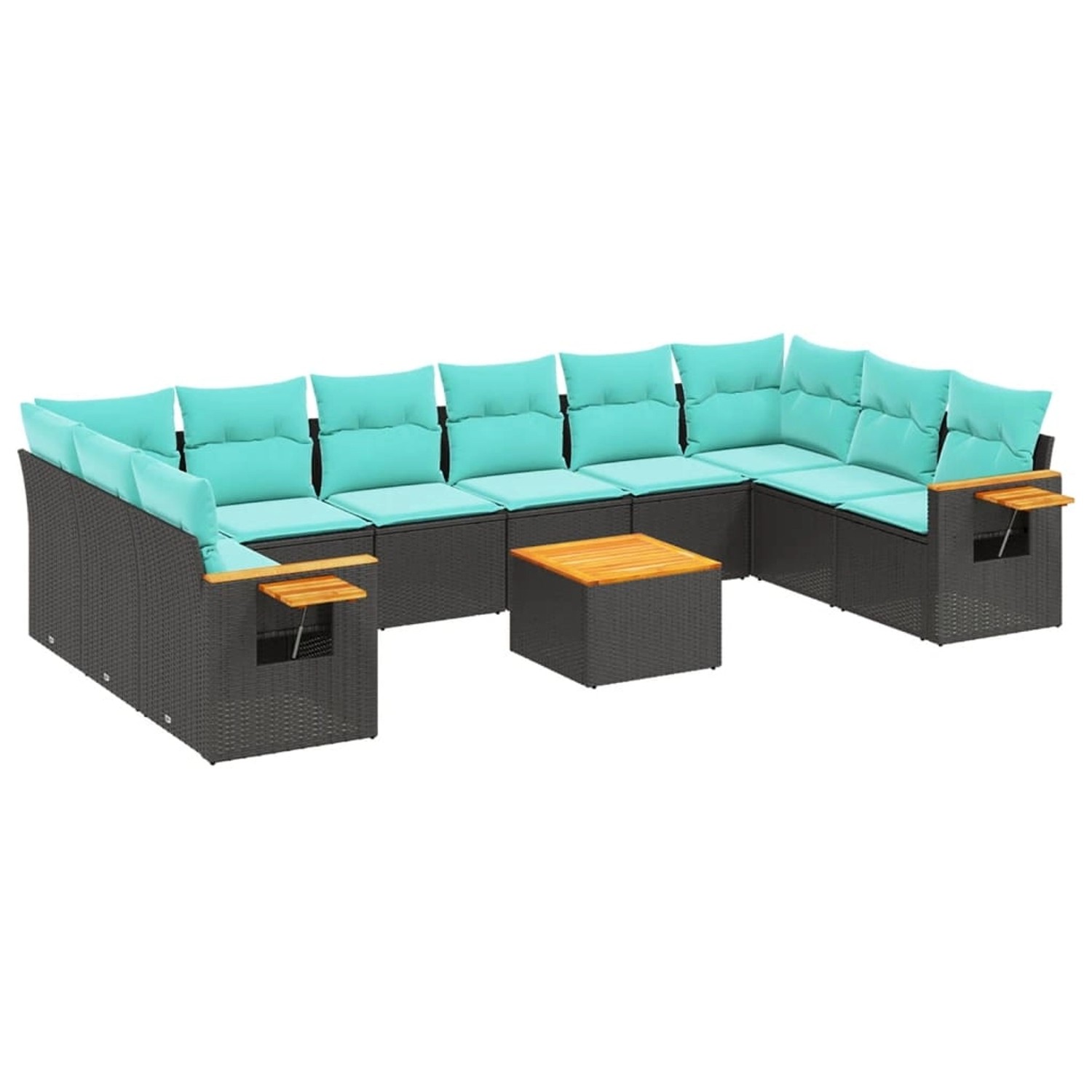 vidaXL 11-Tlg Garten-Sofagarnitur mit Kissen Schwarz Poly Rattan 3227170 günstig online kaufen