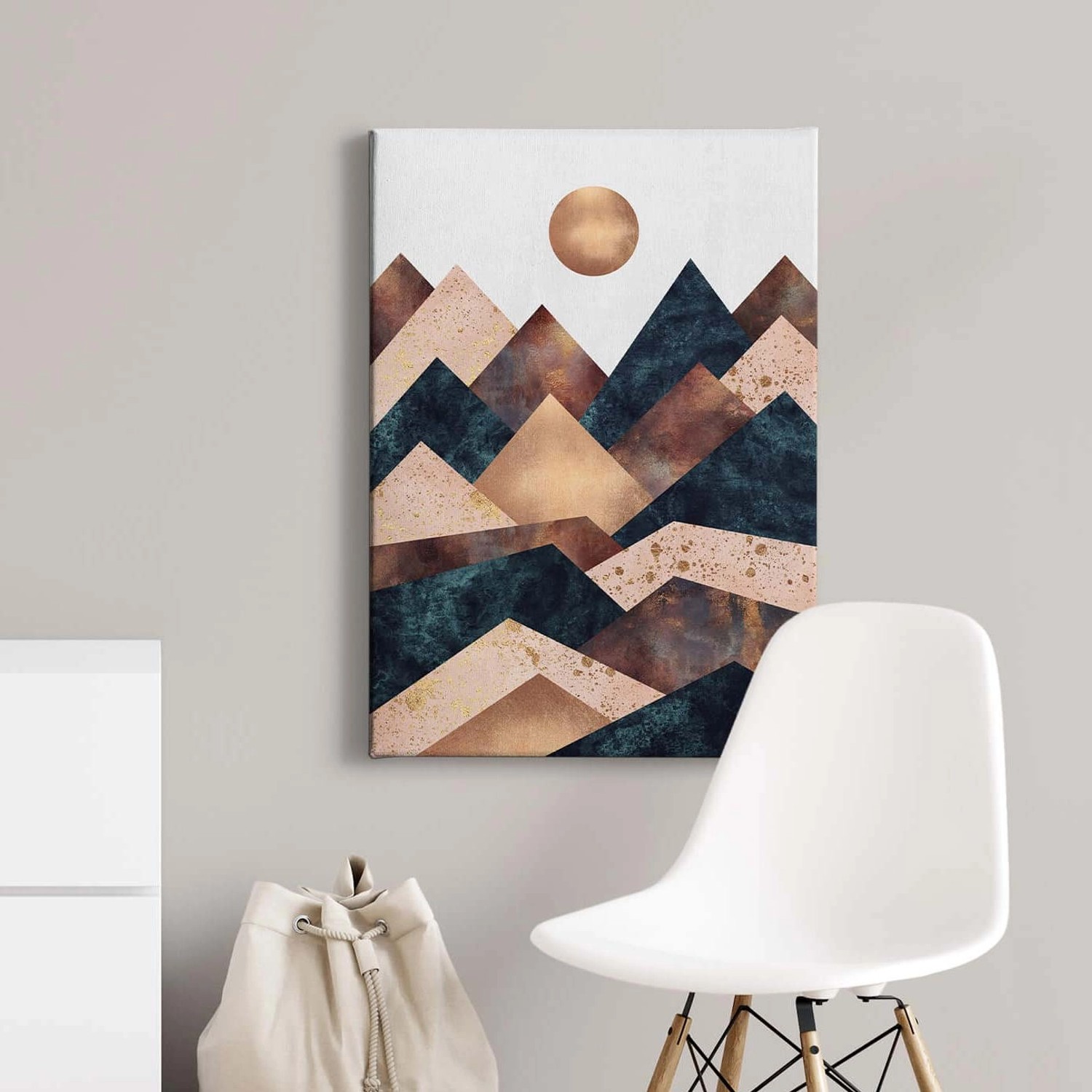 Bricoflor Geometrisches Bild Auf Leinwand Metallic Wandbild Im Mid Century günstig online kaufen