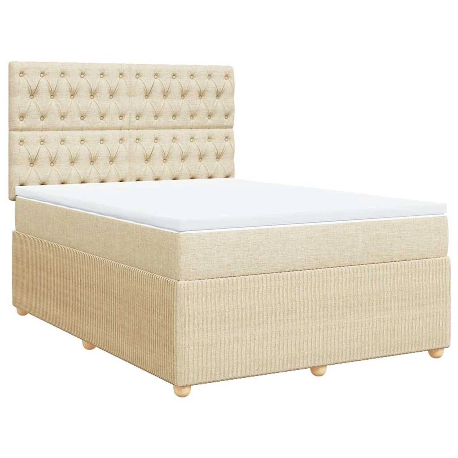 vidaXL Boxspringbett mit Matratze Creme 140x190 cm Stoff 3292063 günstig online kaufen