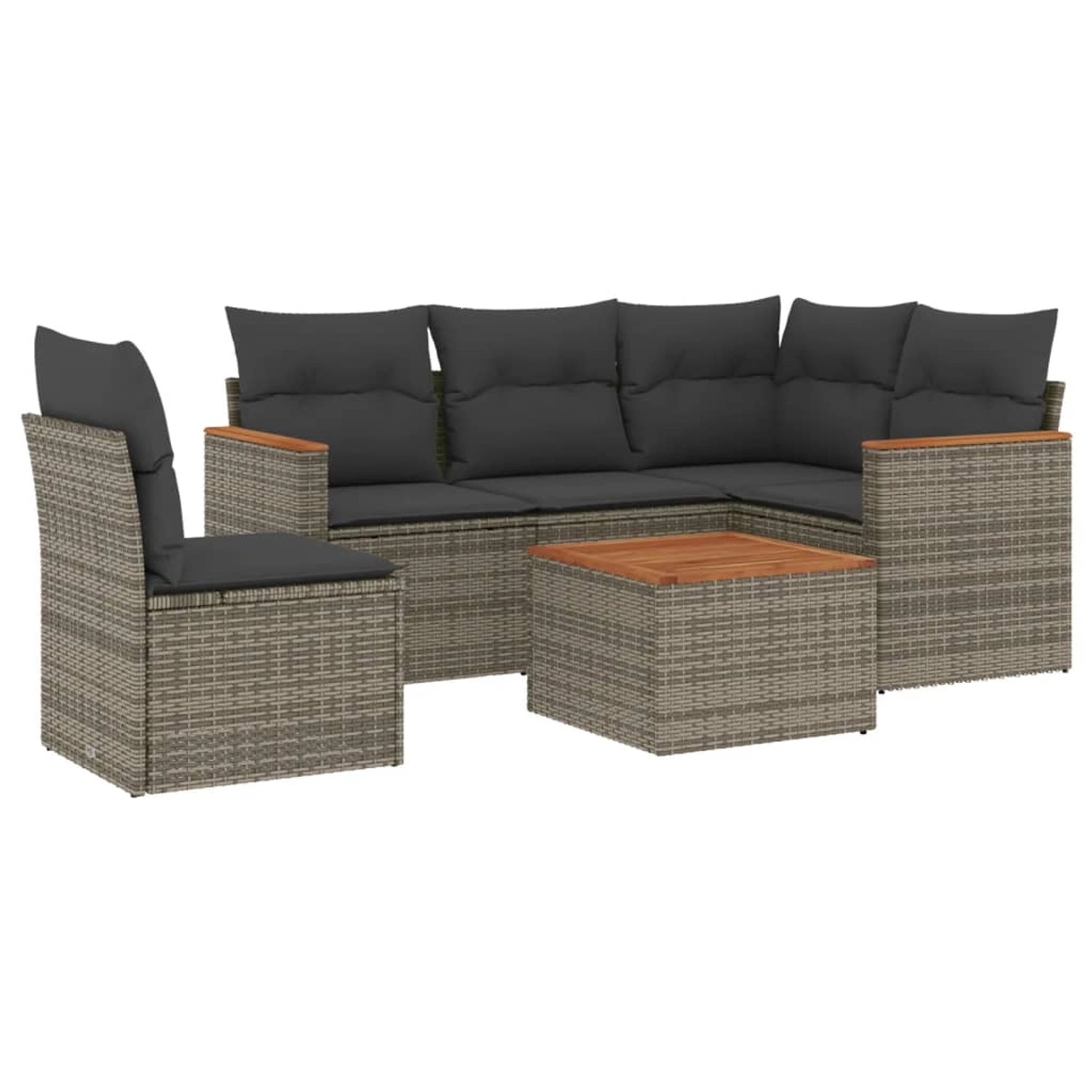 vidaXL 6-Tlg Garten-Sofagarnitur mit Kissen Grau Poly Rattan 3225983 günstig online kaufen