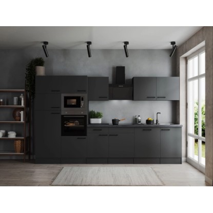 Respekta Küchenzeile Oliver 340 cm Grau Matt