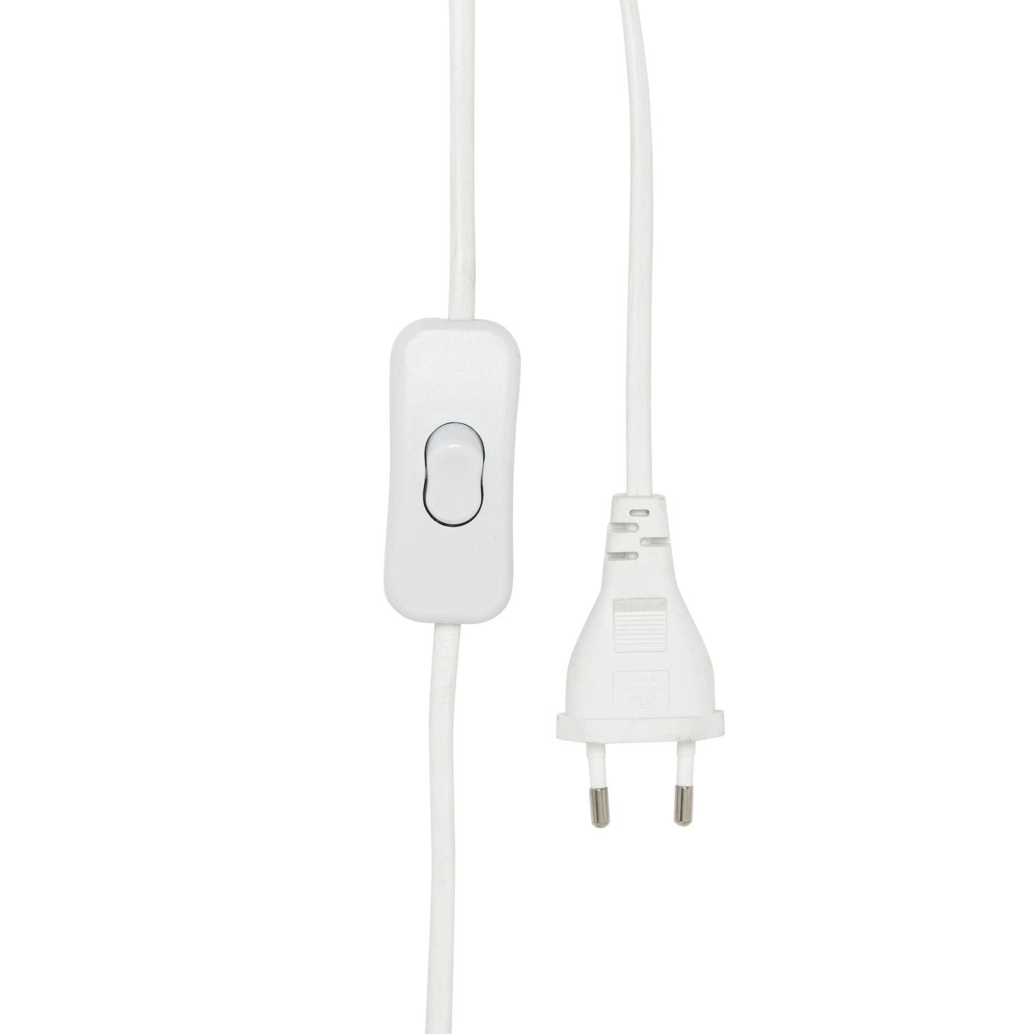 Detailaufnahme: Weißes Kabel mit Schalter und Stecker der PR Home Nell Tischleuchte.
