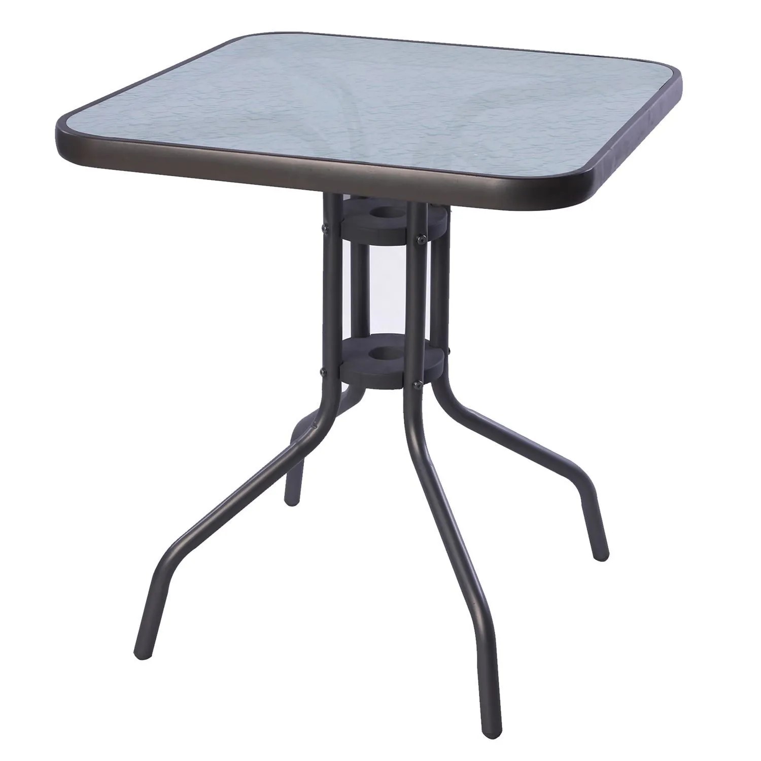 Lex Bistrotisch Balkontisch Gartentisch Terrassentisch Glastisch Dunkelgrau 60x60 cm