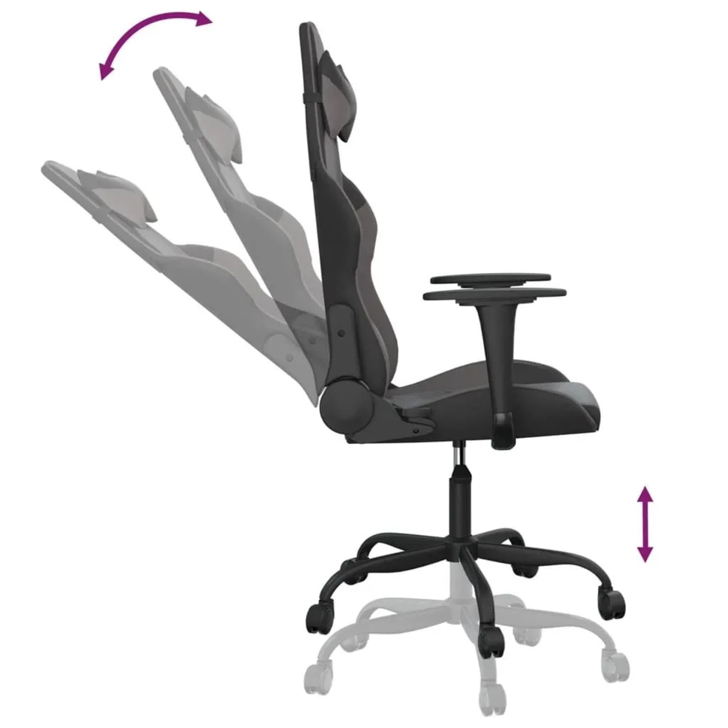 vidaXL Gaming-Stuhl mit Massagefunktion Schwarz und Grau Kunstleder 345403_6