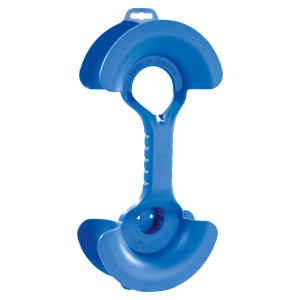 Blaue Kabelaufwicklung für 2-25 m Kabel, mit Griff und Aufhängeösen zur Vermeidung von Kabelsalat.