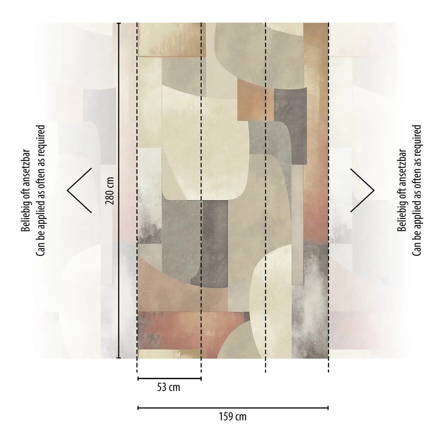 Fototapete Abstrakt in Beige, Oliv, Orange und Creme, 1,59x2,8m