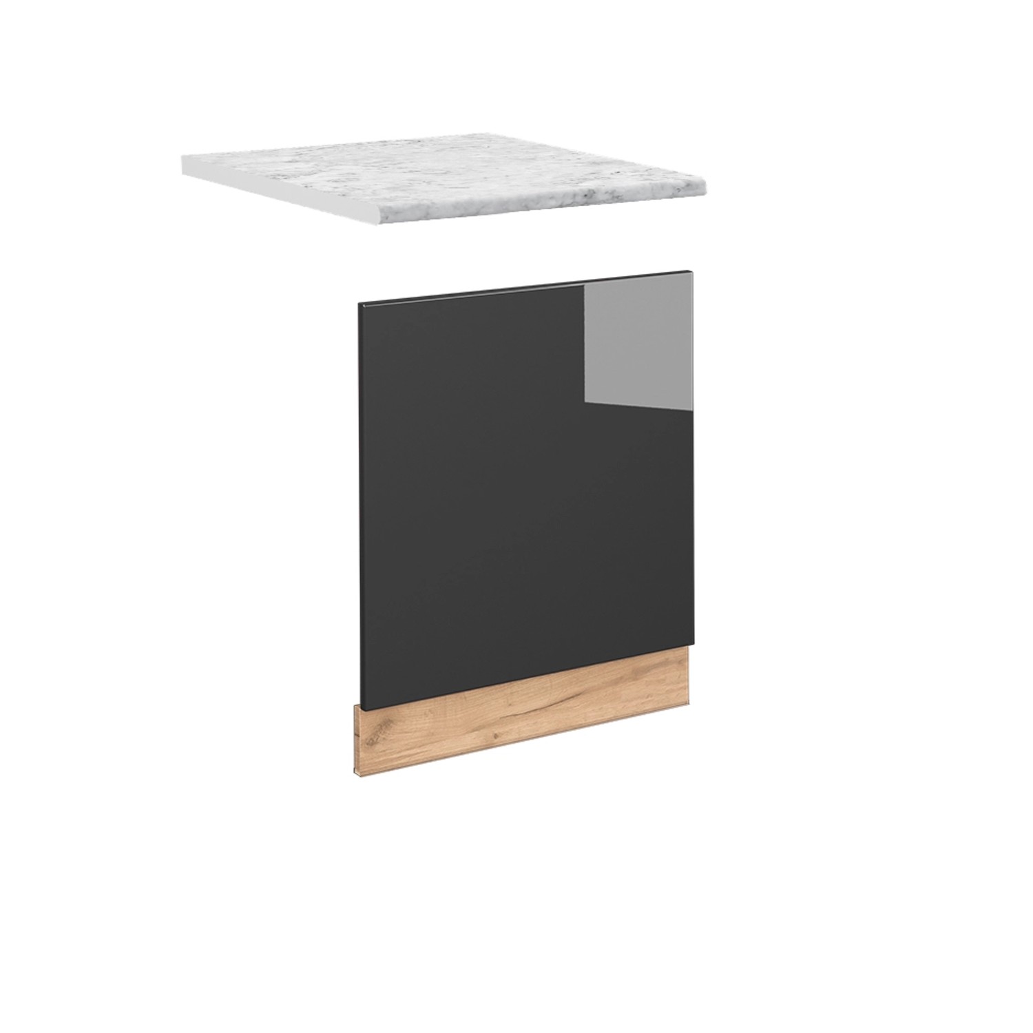 Vicco Frontblende Fame-Line Anthrazit Hochglanz/Goldkraft Eiche 60 cm AP Marmor
