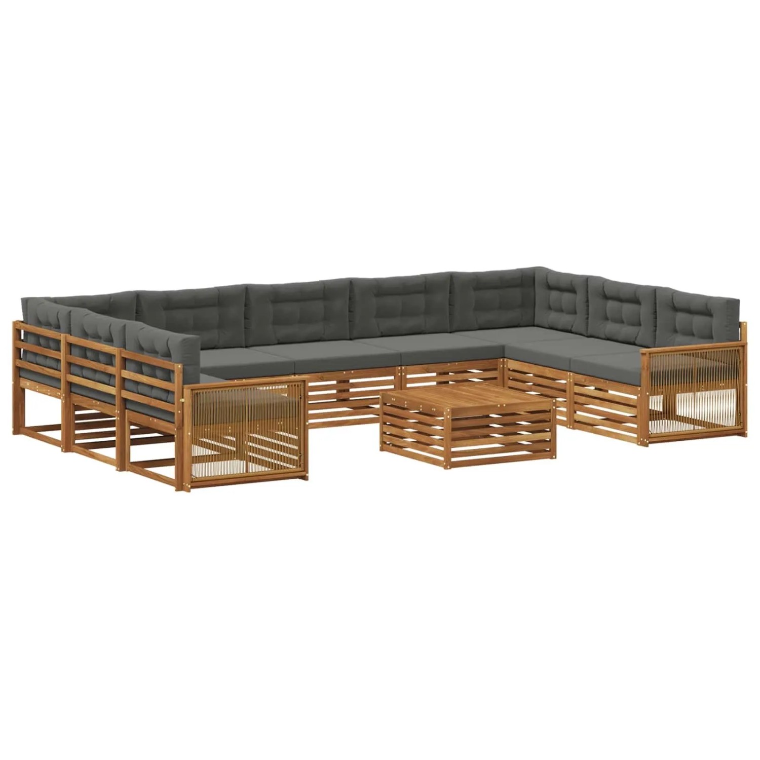 vidaXL Outdoor-Sofagarnitur mit Kissen 10 Stk Natur und Anthrazit 3383870