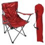 Roter Mojawo Anglersessel/Campingstuhl mit Getränkehalter und Tragetasche.