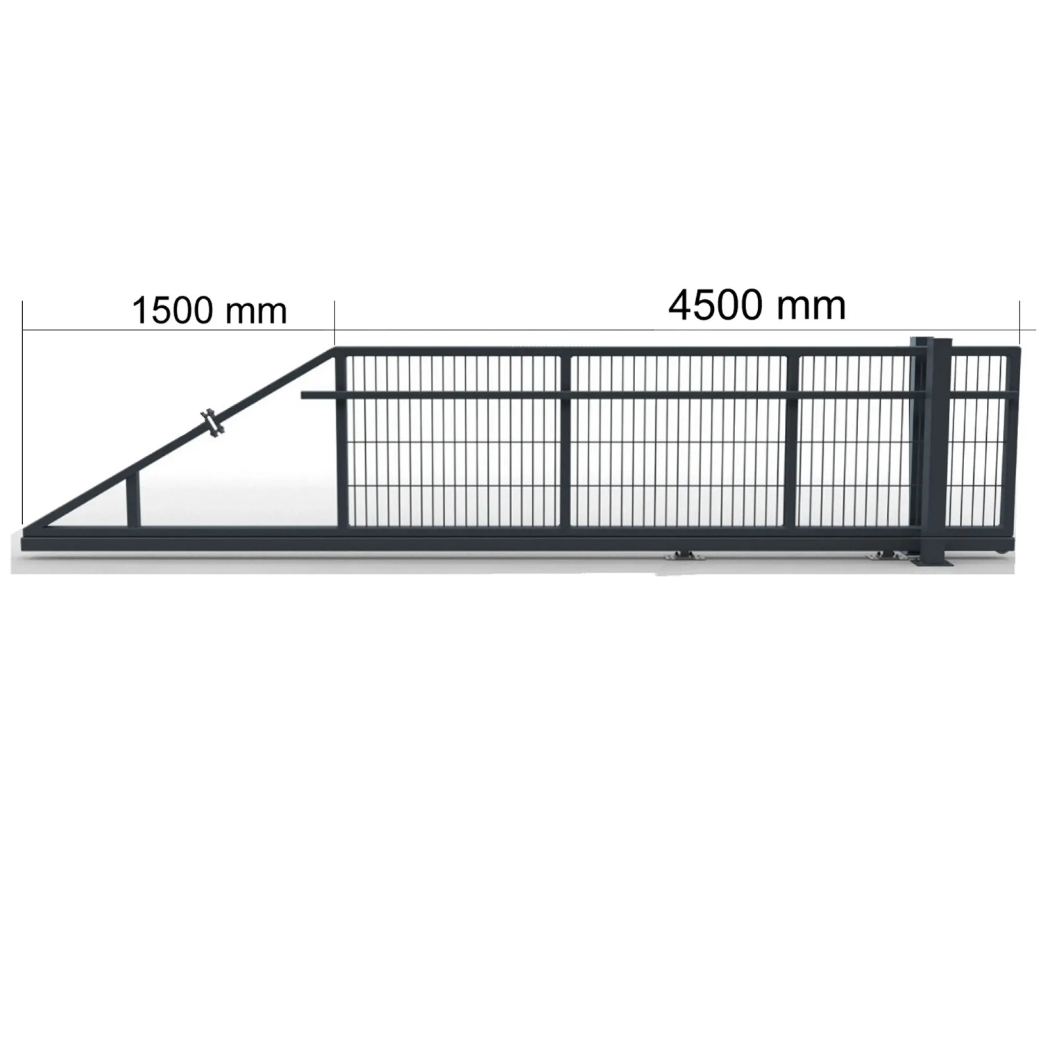 Elektrisches Schiebetor, Laufrichtung links, verzinkt, 450x80 cm, für Gartenzaun