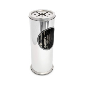 Silberner 2-in-1 Edelstahl Standaschenbecher mit Mülleimer. Zylindrisch, 37,5 cm hoch, für Outdoor.