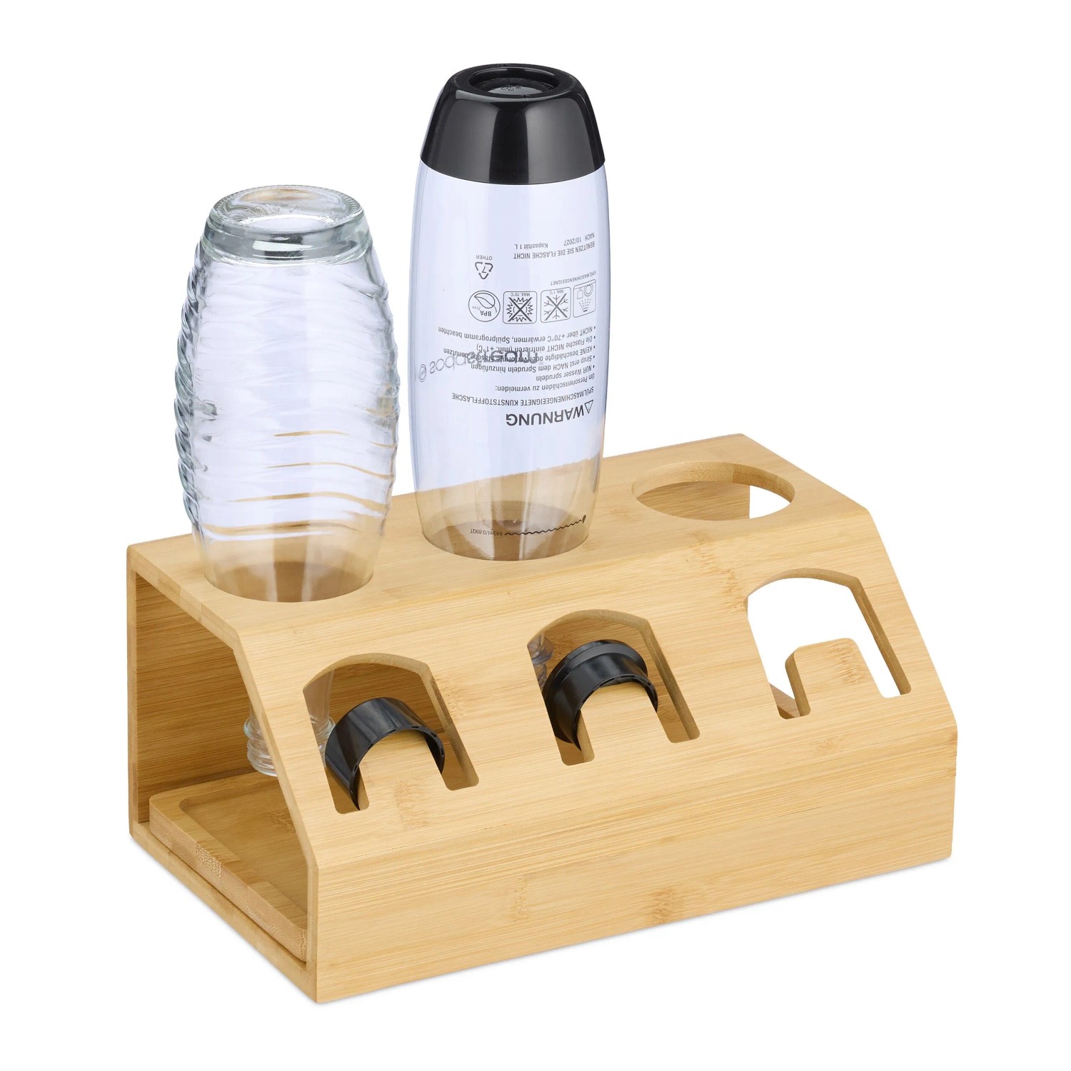 Relaxdays Flaschenhalter Bambus Natur Für 3 Flaschen 13 cm x 30 cm x 17,5 cm 1,1 kg