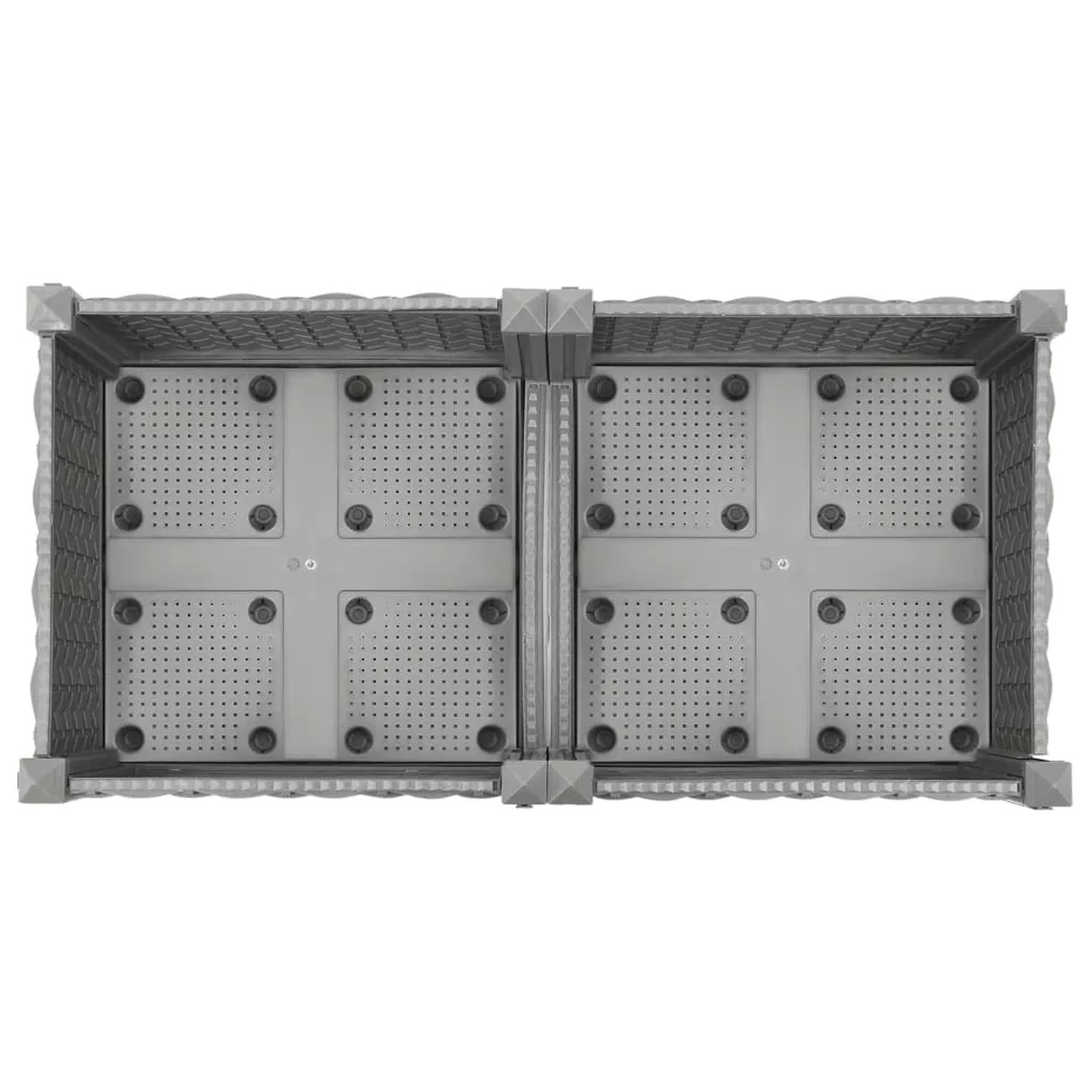 Hellgraues furnicato Hochbeet (80x40x23 cm) aus Polypropylen, Innenansicht.