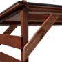 Detailaufnahme Kaminholzregal Ligno von Dobar, massiv, mit Bitumendach. Holzregal aus Kiefernholz.