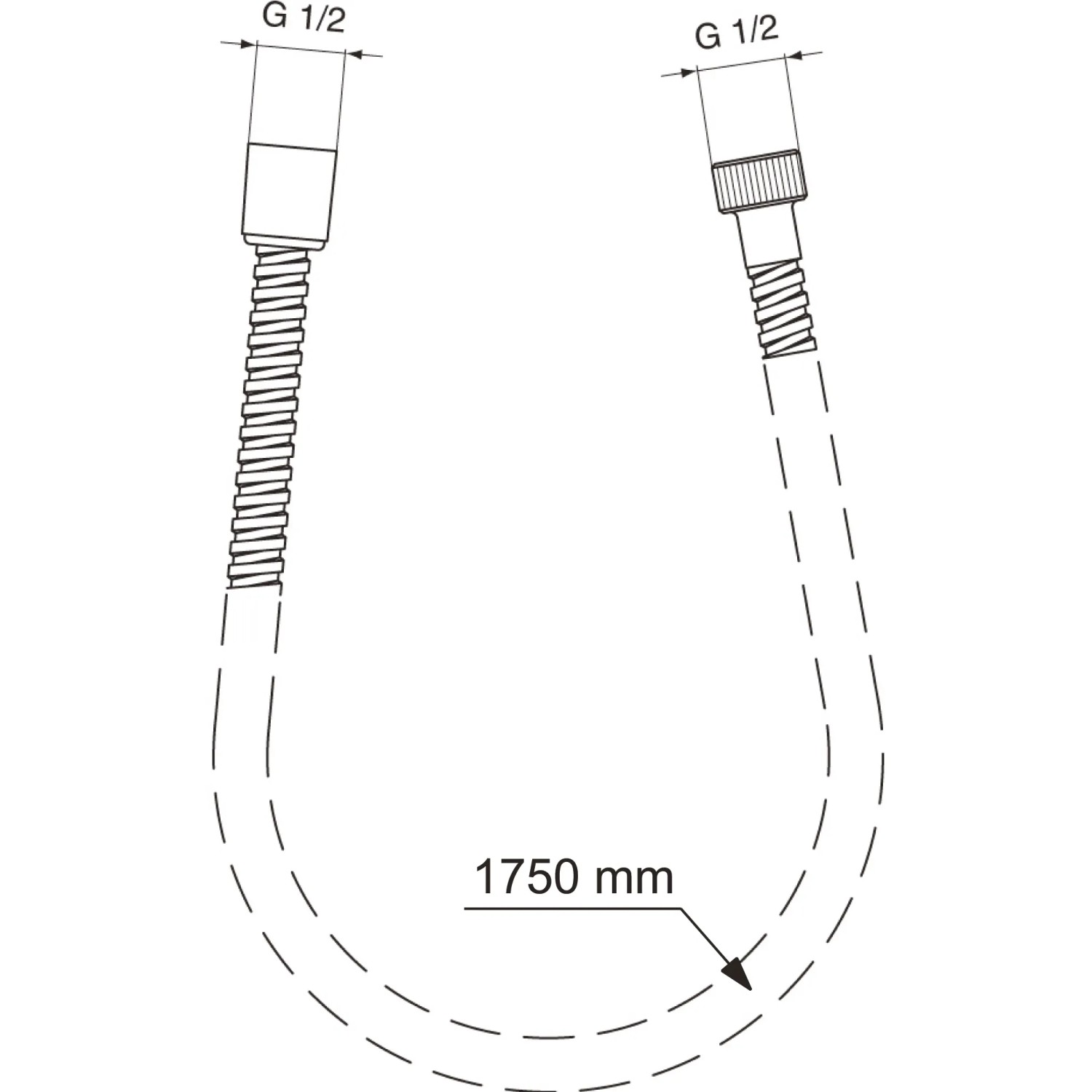 Ideal Standard Idealrain Brauseschlauch, 175 cm, Metallflex, Chrom.