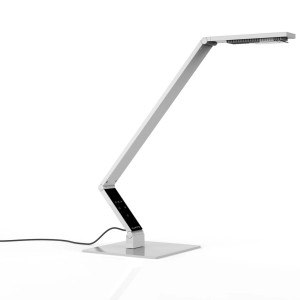 Weiße Luctra LED Schreibtischlampe mit Touchpanel und Human Centric Lighting.