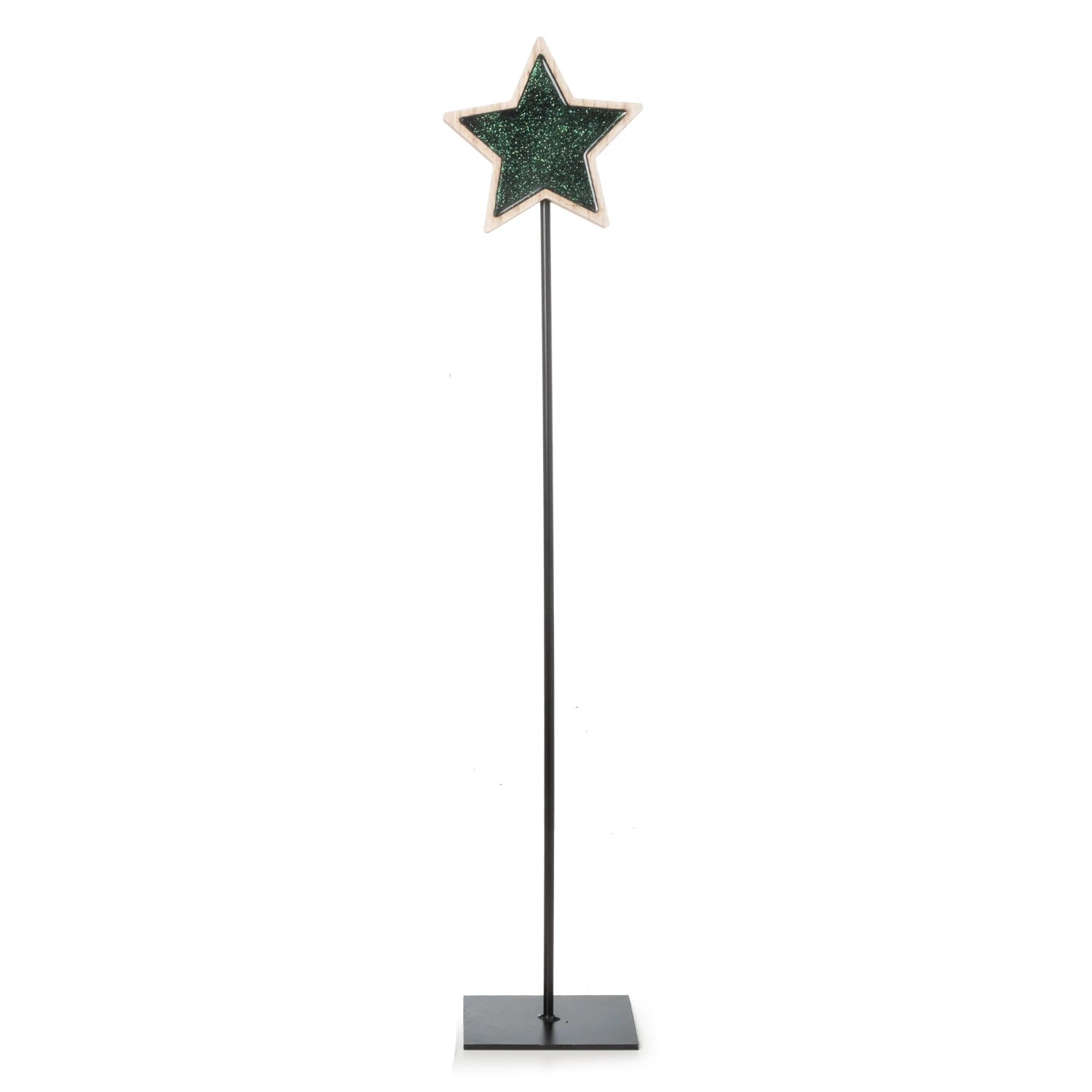 Weihnachts-Deko Holzstern auf Metallstand 79 cm Dunkelgrün