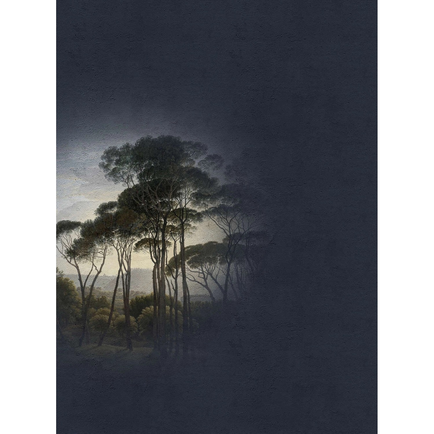 Fototapete Gemälde Fresco Wald Schwarz Blau Grün 2,00 m x 2,70 m FSC®