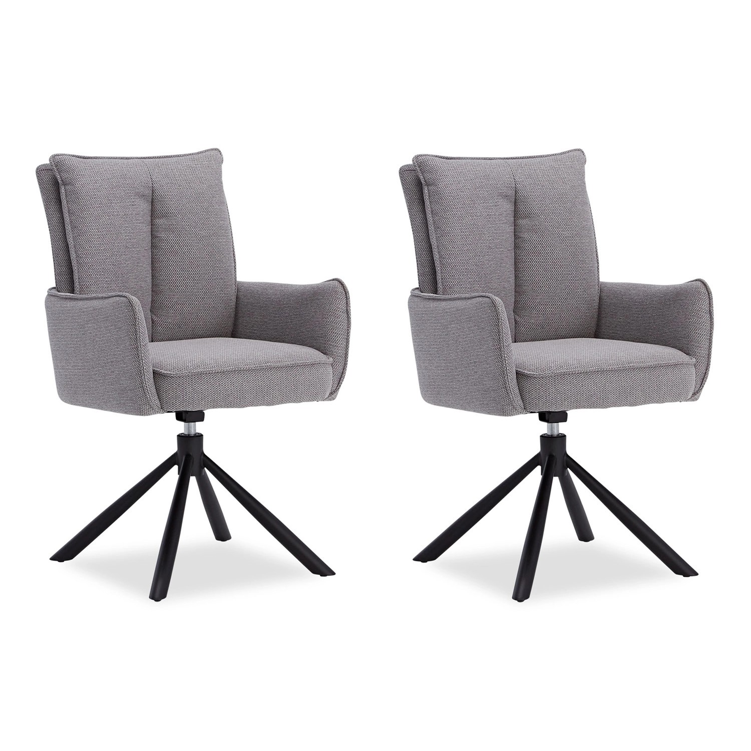 Homestyle4u Polsterstuhl Stoff Grau Drehbar 2er Set 3063