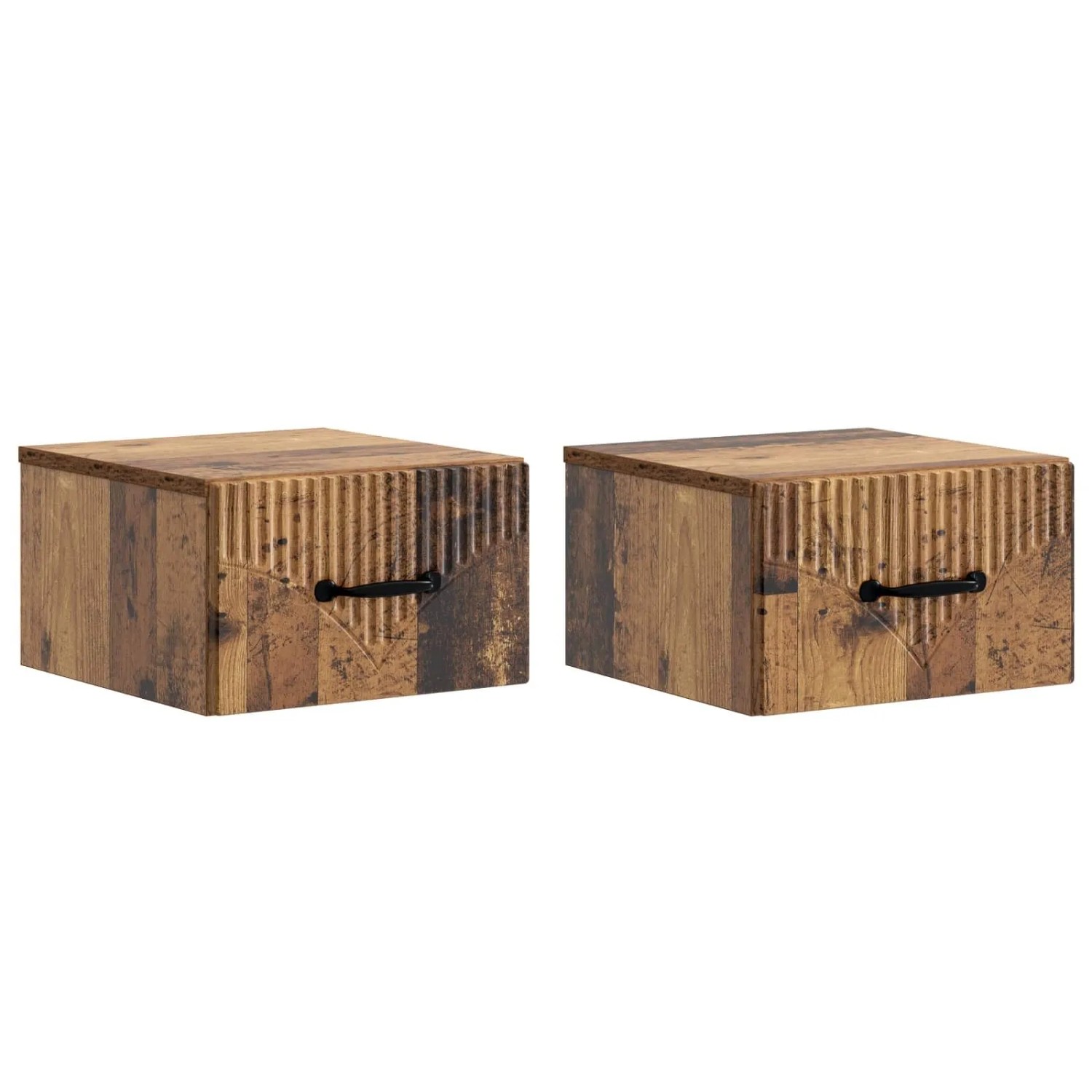 vidaXL Wandmontierter Nachttisch 2 Stk Altholz 34,5 x 33 x 20 cm 898952