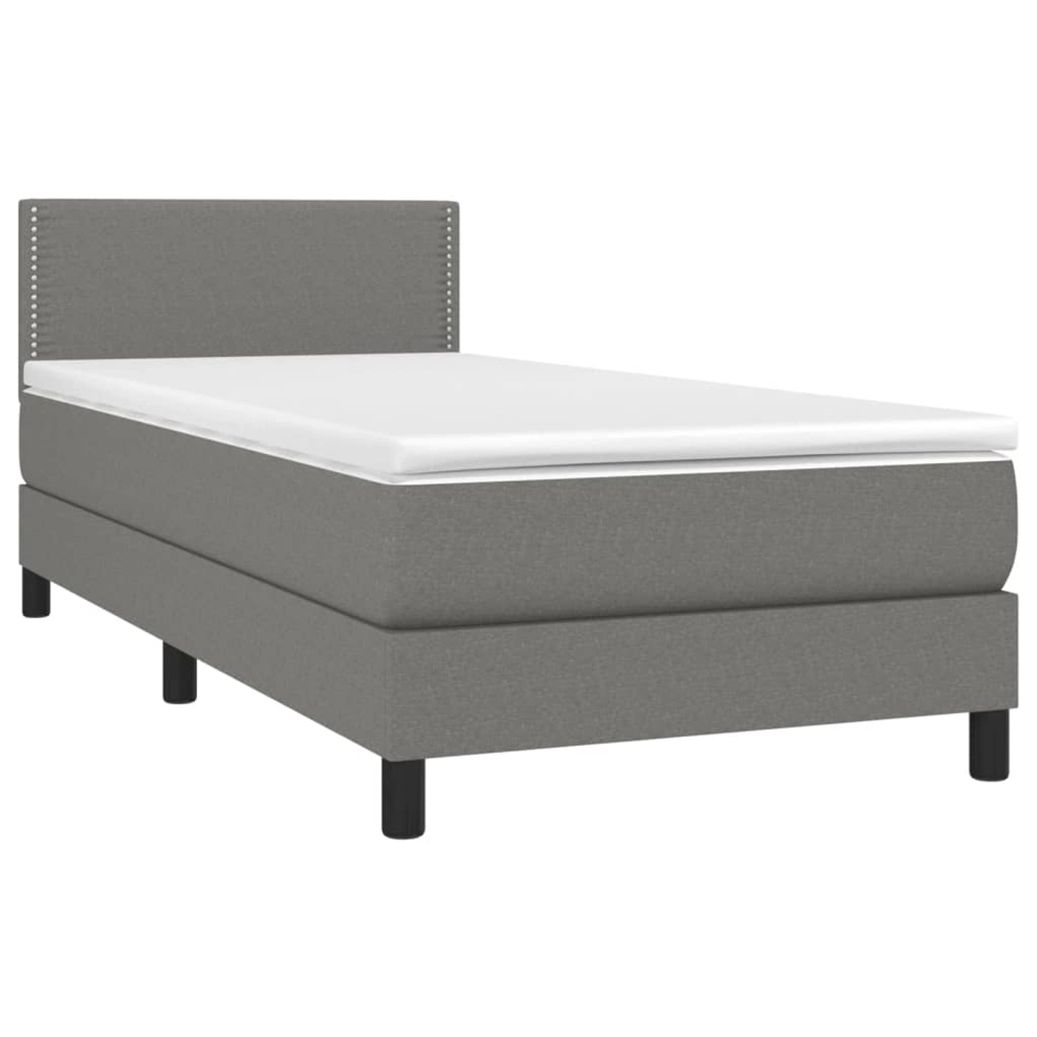 vidaXL Boxspringbett mit Matratze & LED Dunkelgrau 90x200 cm Stoff 3133046 günstig online kaufen