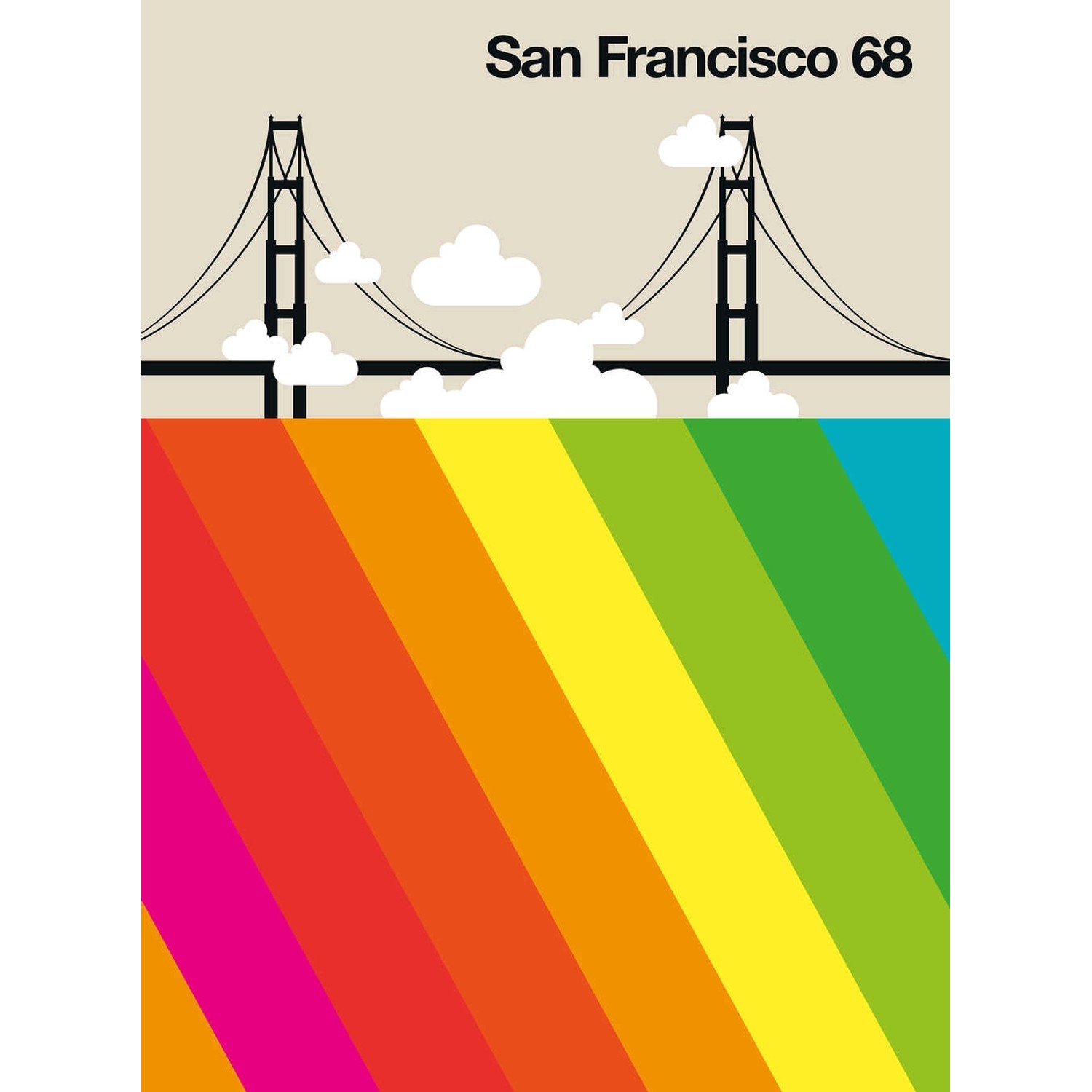 Fototapete San Francisco 68 Brücke Wolken Bunt 2,00 m x 2,70 m FSC®
