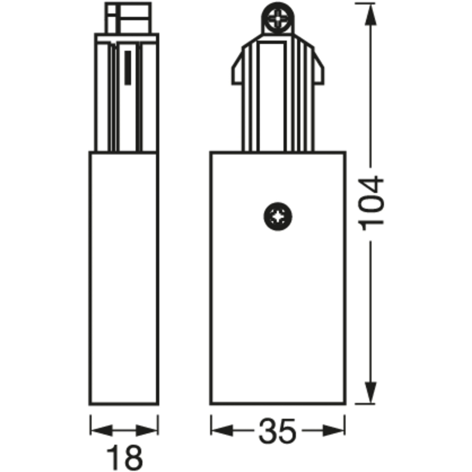 Elektrischer Verbinder, schwarz, 10,4 cm, für Ledvance Schienensystem. Zubehör für flexible Lichtgestaltung.
