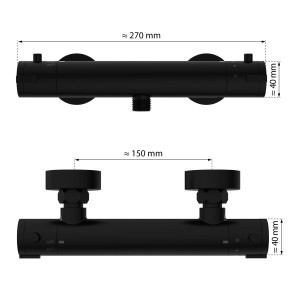Eisl Thermostat Duscharmatur Claudio, Schwarz Matt, Maße