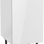 Optifit Spülenunterschrank Arvid986, 45 cm, weiß, mit glänzender Front und schwarzen Füßen.