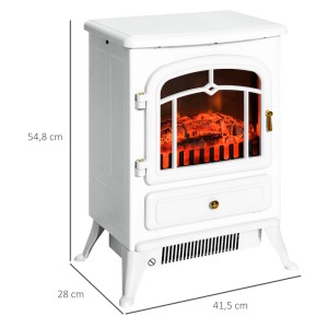 Weißer HOMCOM Elektrokamin mit realistischer Flammeneffekt-Simulation, 41,5x28x54,8 cm. Moderner Kaminofen.