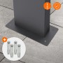 Detailaufnahme des Standfußes und Befestigungsmaterials für ECD Germany Standbriefkasten Anthrazit.