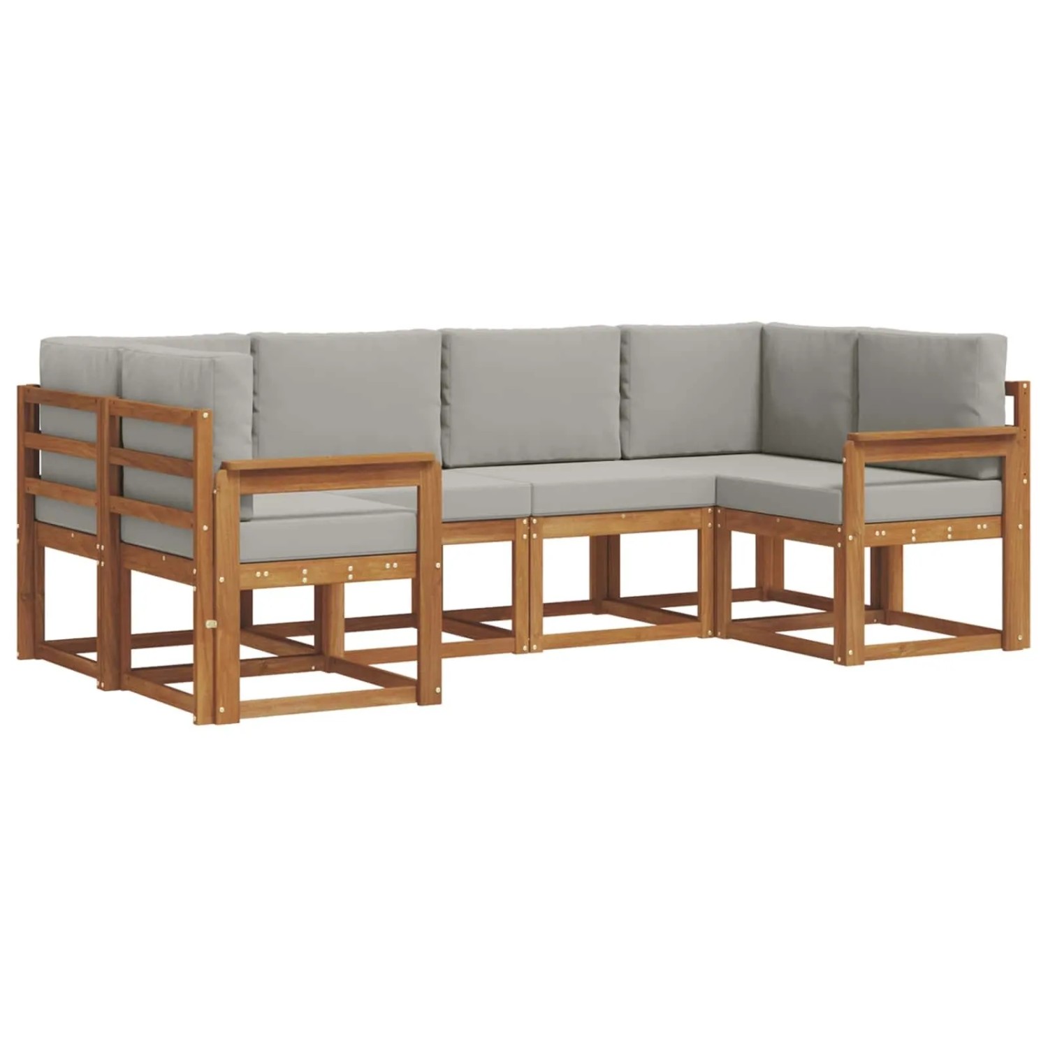 vidaXL Outdoor-Sofagarnitur mit Kissen 6-Tlg Natur und Hellgrau 3366874