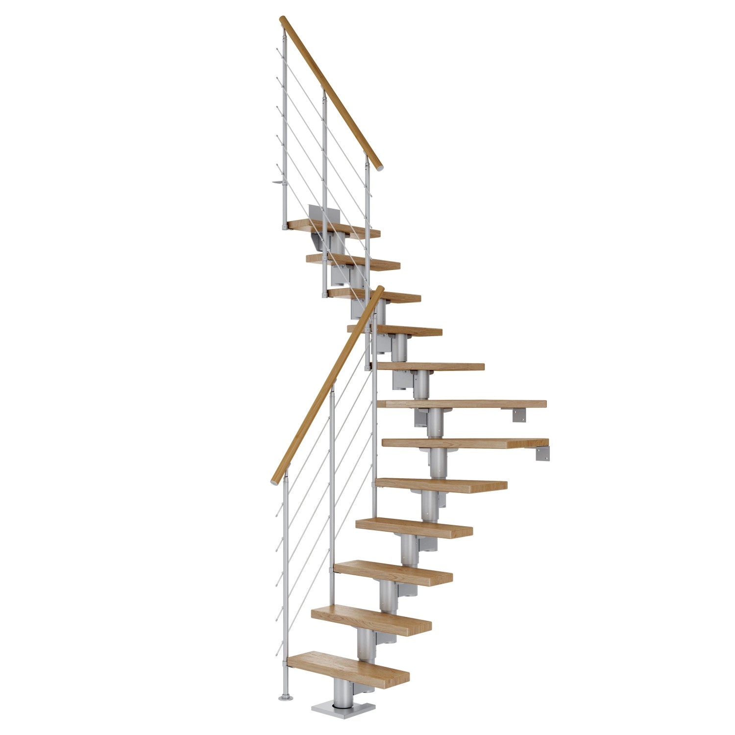 Dolle Mittelholmtreppe Dublin Eiche Perlgrau GH bis 270 cm 1/4gew. 65 cm FS günstig online kaufen