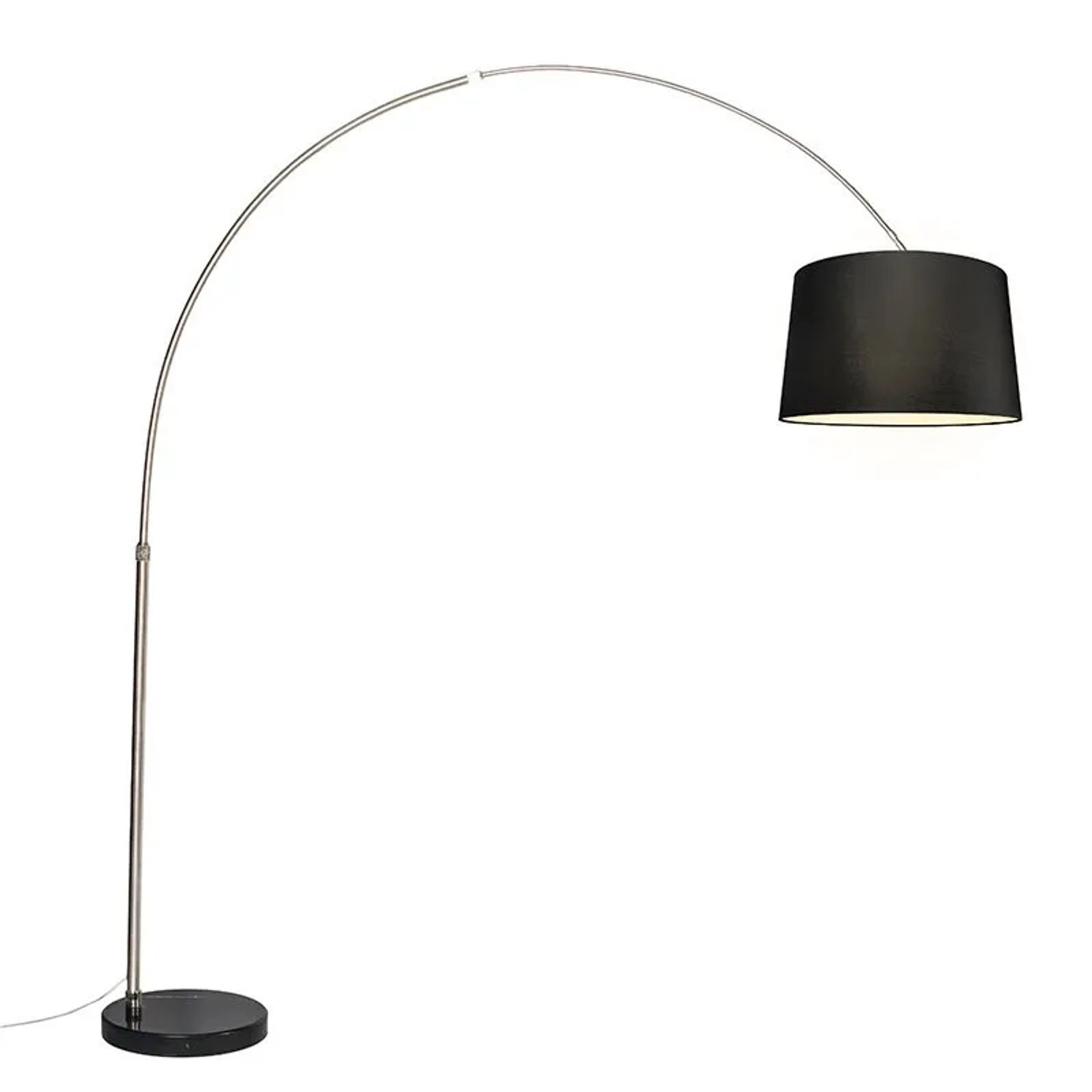 QAZQA Bogenleuchte Stahl STOffschirm Schwarz 45 cm XXL