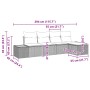 Graues 5-teiliges Garten-Sofa-Set aus Poly Rattan mit Kissen, modulare Bauweise.