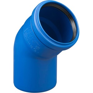 Blauer Marley HT Silent Bogen DN 110/45° für schallgedämmte Abwasserrohre.