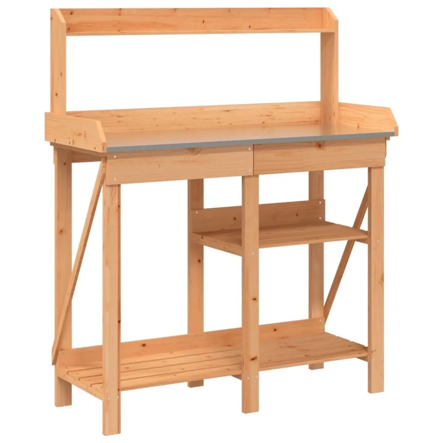 vidaXL Pflanztisch mit Ablagen Braun Massivholz Tanne 368432