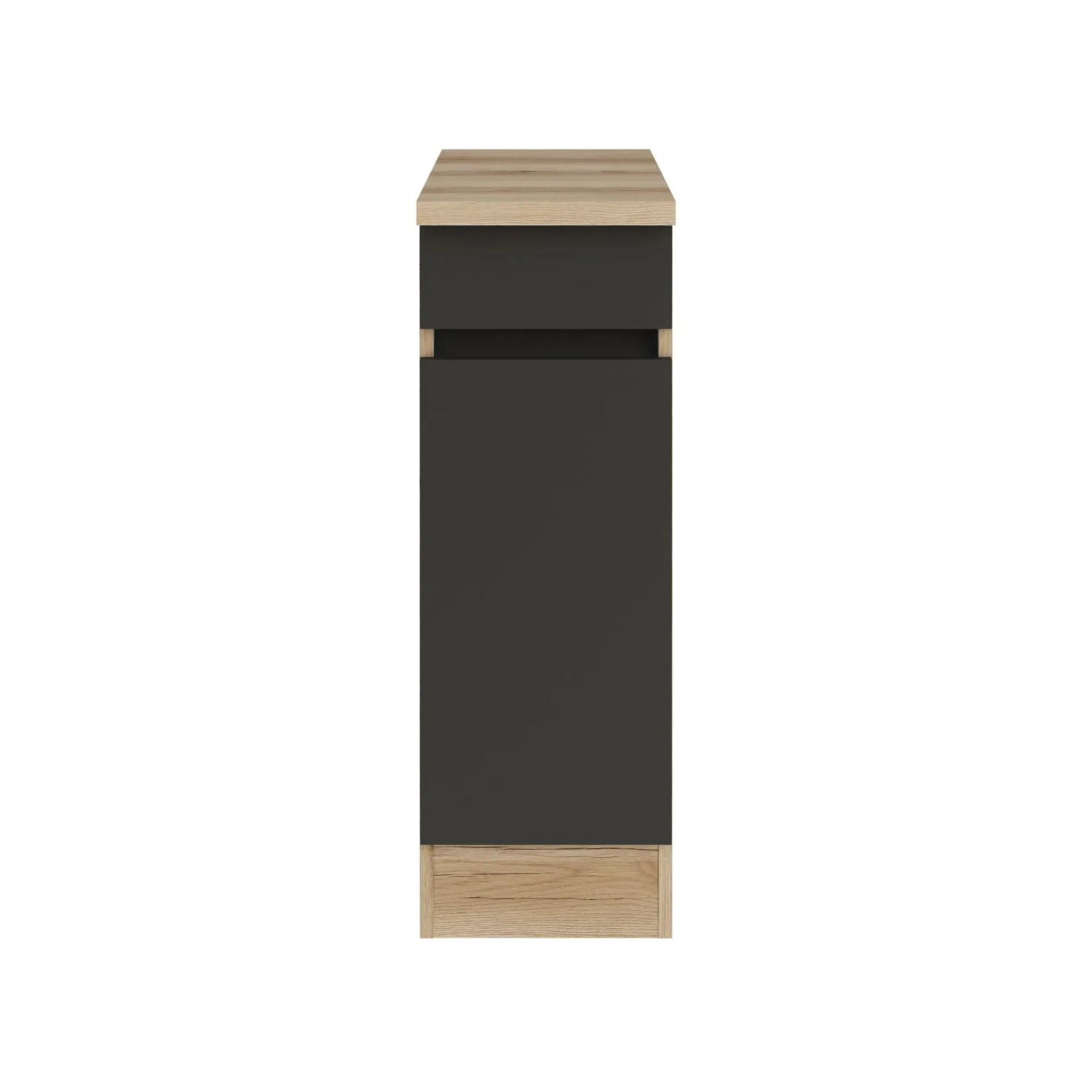 Optifit Küchenunterschrank, 30x88x60 cm, Anthrazit/Wildeiche Dekor mit Schublade und Tür.