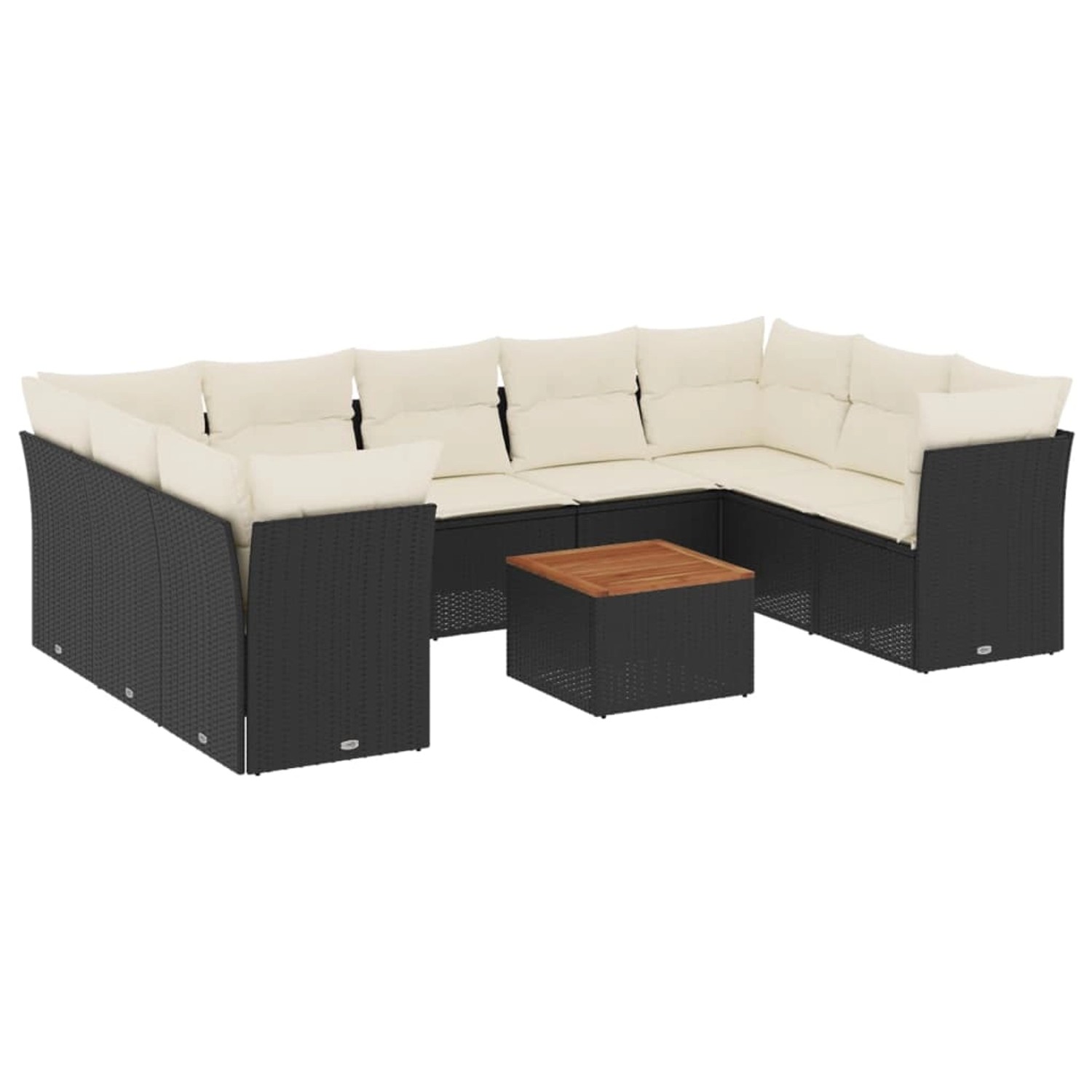 vidaXL 10-tlg Garten-Sofagarnitur mit Kissen Schwarz Poly Rattan Modell 84 günstig online kaufen