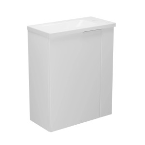 Badmobil Badmöbel-Set Sanna, 50cm, Weiß, bestehend aus Waschtischunterschrank und Mineralgussbecken.