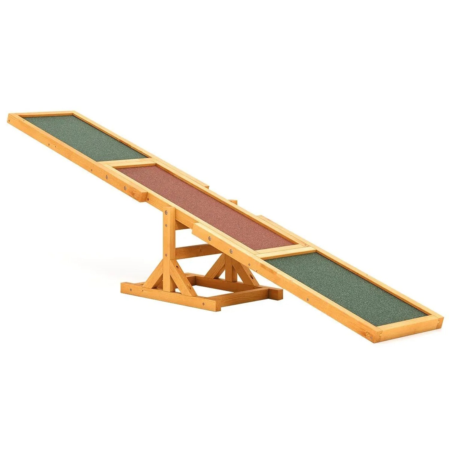 Costway Hundewippe Holz Wetterfestes Spielset Gelb 179 x 30 x 55 cm